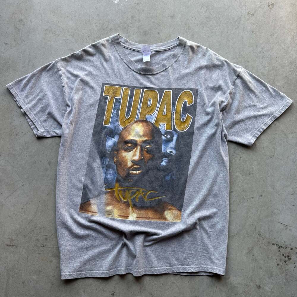 Vintage Tupac Shakur Rap Graphic T-Shirt Grey